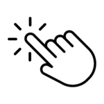 Design of click icon with hand cursor. Hand is pushing the button