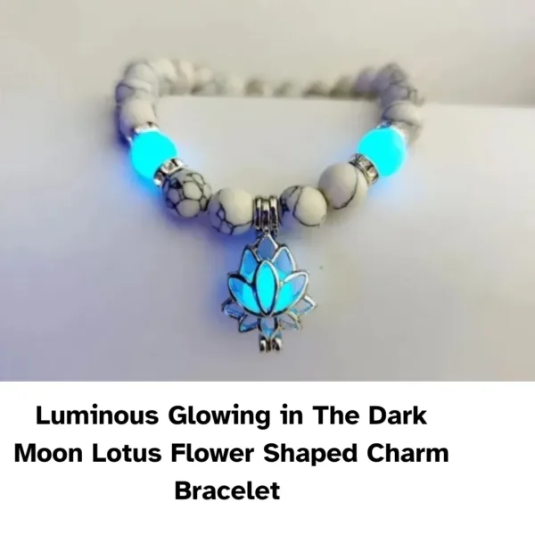 Luminous Glowing in The Dark Moon Lotus Flower Shaped Charm Bracelet